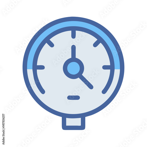 Blue Manometer Isolated Icon: Pressure Measurement Vector Illustration