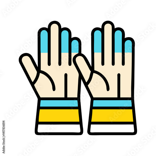 Pair of Stylized Gloves, Icon Design on Black