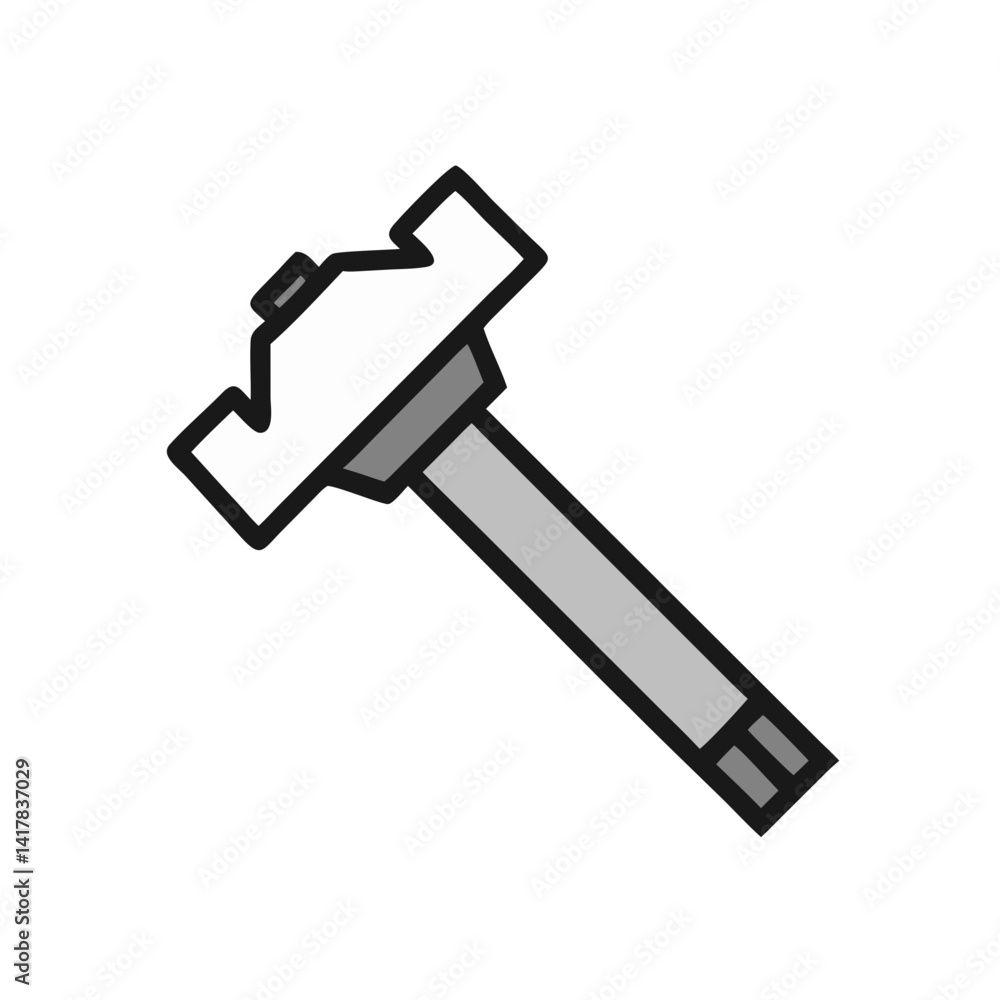 Minimalist white sledge hammer icon isolated on black Minimalist white sledge hammer icon isolated on black