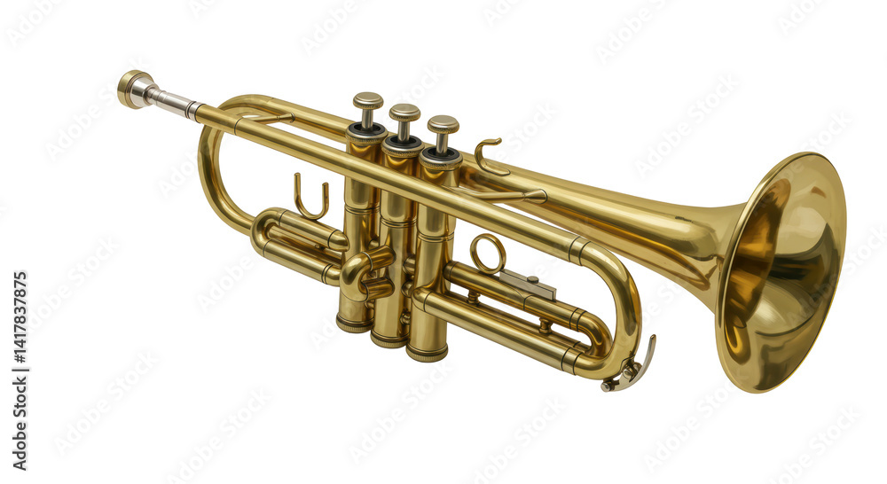 Obraz premium Isolated Brass Trumpet with Valves and Mouthpiece