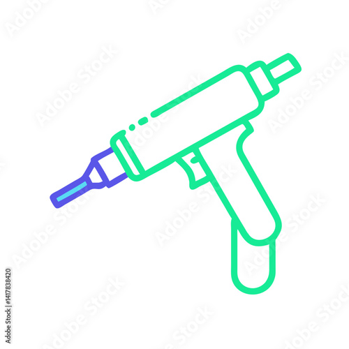 Neon Aesthetic: Caulking Gun Icon on Black Backdrop