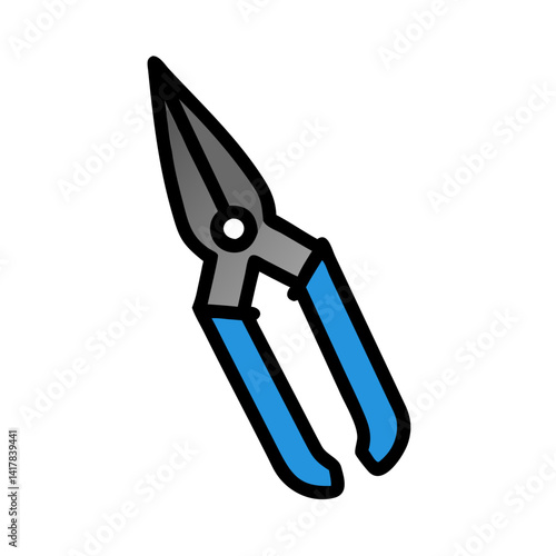 Needle-nose pliers icon with blue grips on black