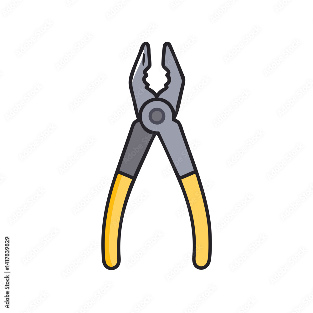 Vector illustration of yellow handled combination pliers tool Vector illustration of yellow handled combination pliers tool
