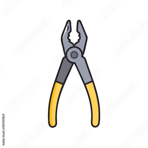 Vector illustration of yellow handled combination pliers tool