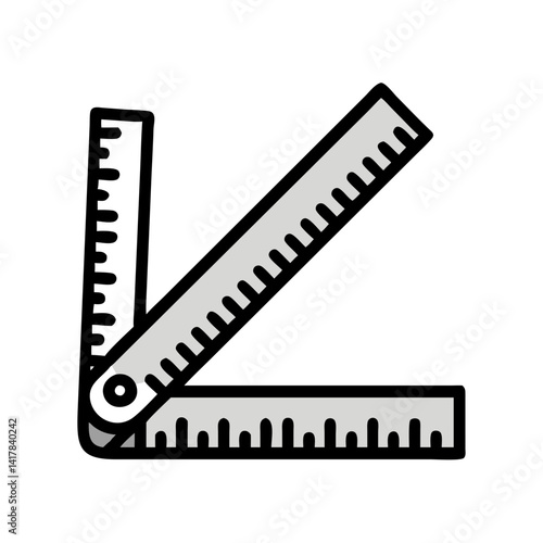 Gray Ruler Tool Illustration on a Black Background
