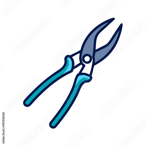 Blue Garden Clippers Tool Illustration on a Black Background