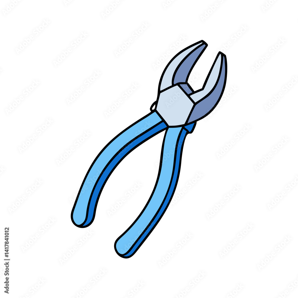 Blue and Silver Cutting Pliers Tool Cartoon Illustration Blue and Silver Cutting Pliers Tool Cartoon Illustration