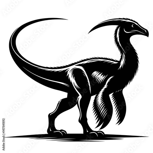 Vector Silhouette of a Black Pteranodon on White Background, Simple Design Illustration