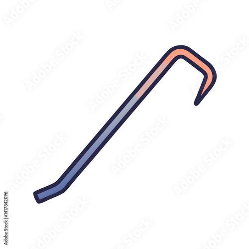 Crowbar illustration on black background, work tool concept