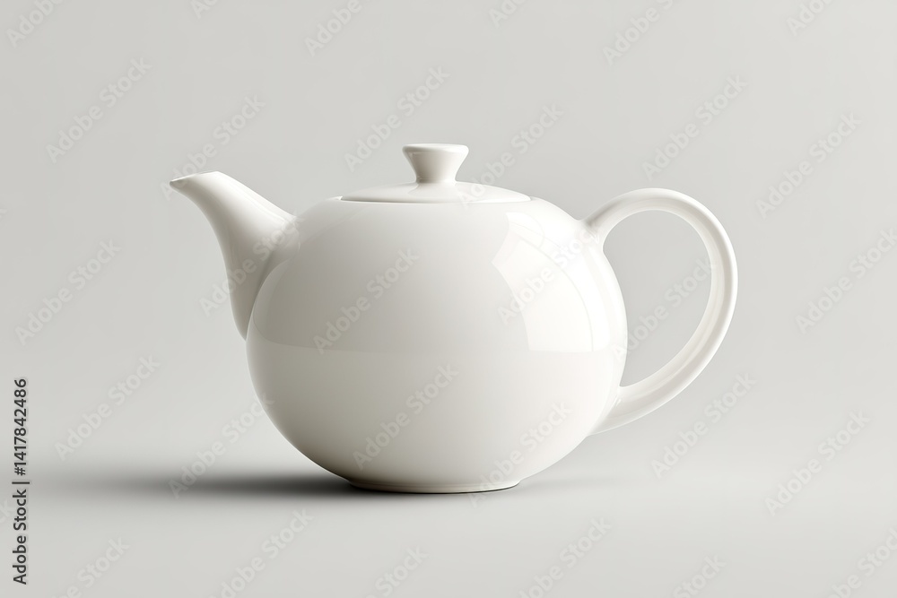 White ceramic teapot on a simple background showcasing its smooth and elegant design, perfect for any tea lover's collection and kitchen decor White ceramic teapot on a simple background showcasing its smooth and elegant design, perfect for any tea lover's collection and kitchen decor