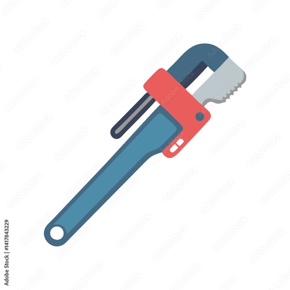 Modern Cartoon Pipe Wrench Isolated on Black Background Modern Cartoon Pipe Wrench Isolated on Black Background