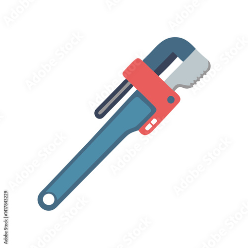 Modern Cartoon Pipe Wrench Isolated on Black Background