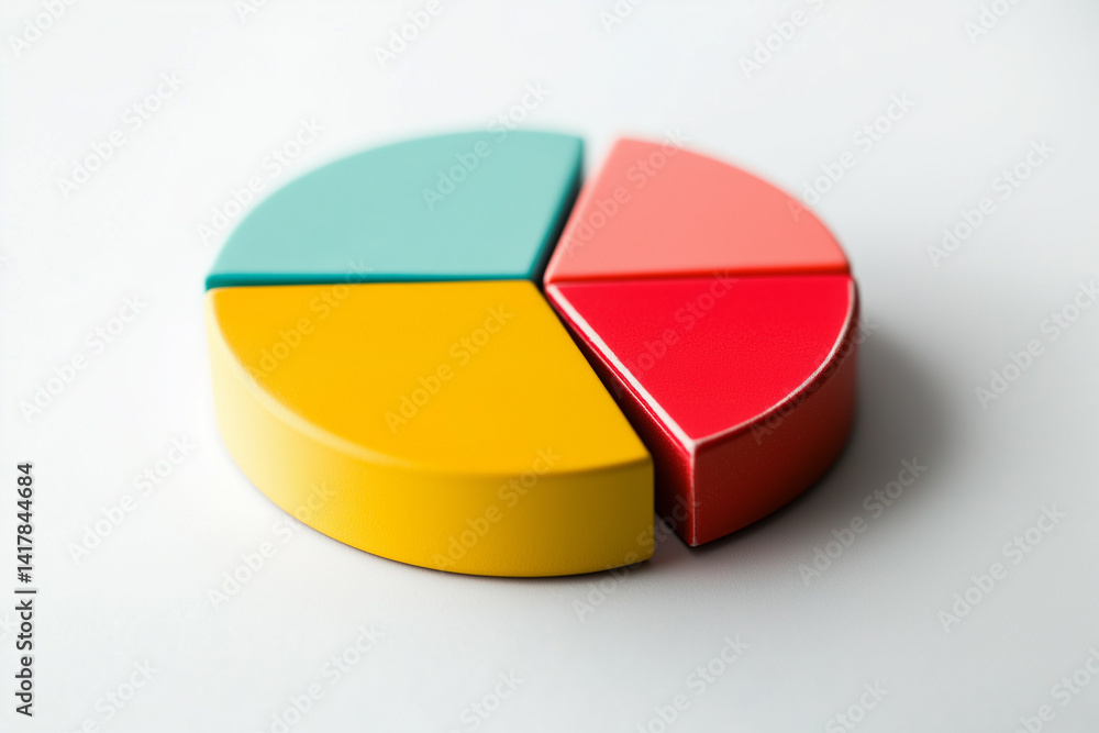 Obraz premium colorful statistical pie chart, infographic style photo, centered on white background