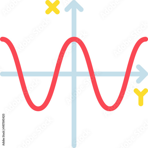 Cosine Graph single vector illustration icon