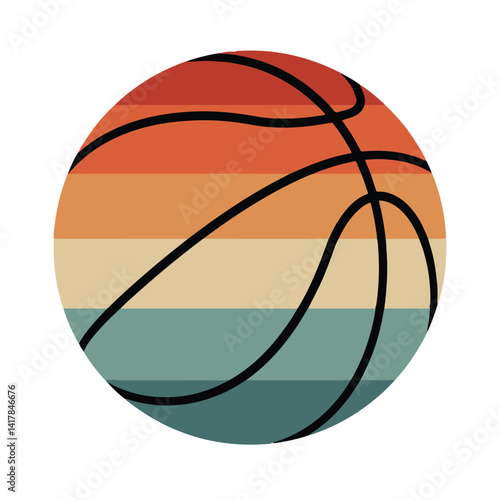 Vintage sunset basketball summer graphic illustration with retro player silhouette cool beach vibes perfect for apparel print or sporty retro poster artwork

