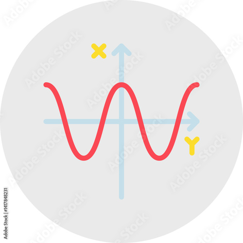 Cosine Graph single vector illustration icon