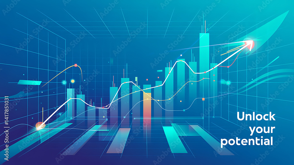 Naklejka premium Unlock Your Potential Achieving Growth Through Data-Driven Insights and Strategic Planning