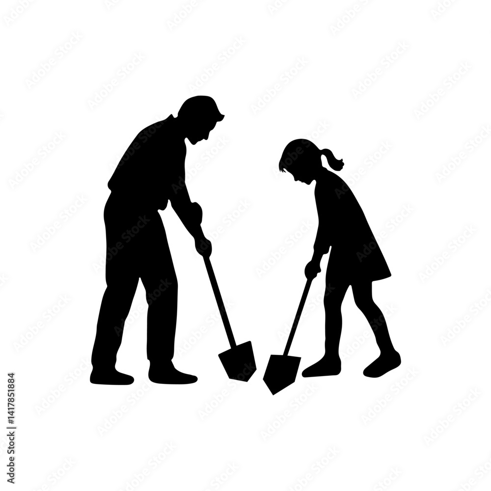 Father and son planting trees World Tree Day Father and son planting trees World Tree Day