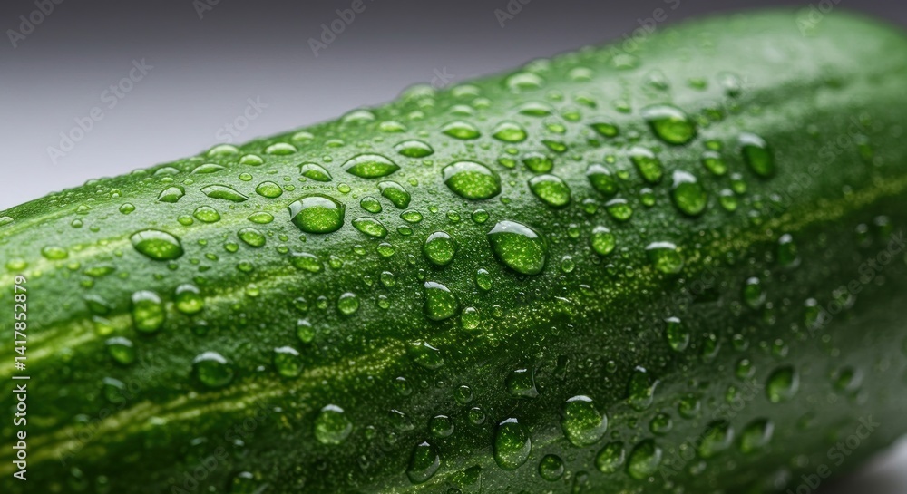 Close-up of Cucumber with Water Droplets (Photo) Close-up of Cucumber with Water Droplets (Photo)