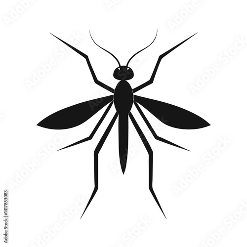 Mosquito Head Silhouette Vector Illustration, Insect Icon for Health or Nature