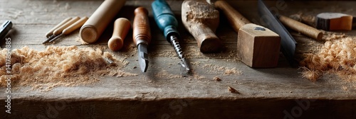 An assortment of traditional woodworking tools, carefully laid out on a rustic wooden workbench, highlighting the essence of craftsmanship and the art of woodworking.