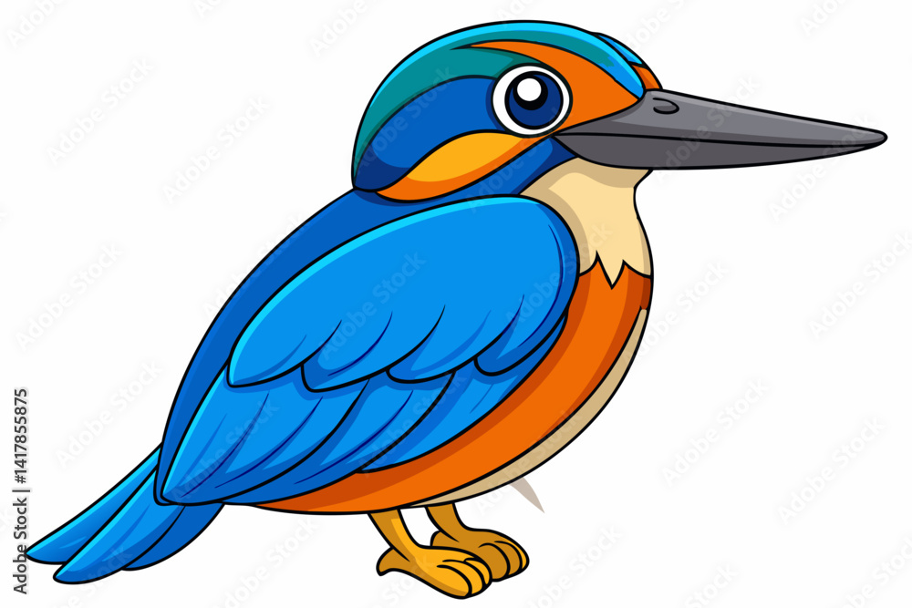 Fototapeta premium Cute Bird Vector Line Art – Cartoon Clipart Animal Logo Icon on White Background