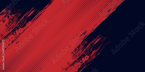 Red halftone dots blue color pattern gradient grunge texture background. Dot pop art comic sport style vector illustration.