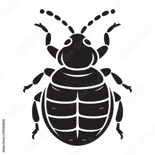 Unseen Bed Bug silhouette, a nighttime intruder – Bed Bug illustration – Minimalist Bed Bug vector – Insect silhouette


