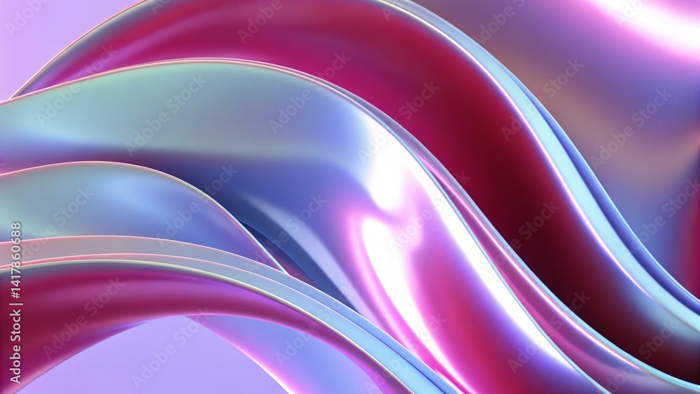 Obraz premium Abstract fluid iridescent holographic bright neon curved wave in motion colorful background 3d render. Gradient design element for backgrounds, futuristic, vibrant texture, liquid pattern art