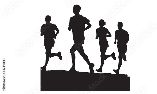  runners on sprint men vector