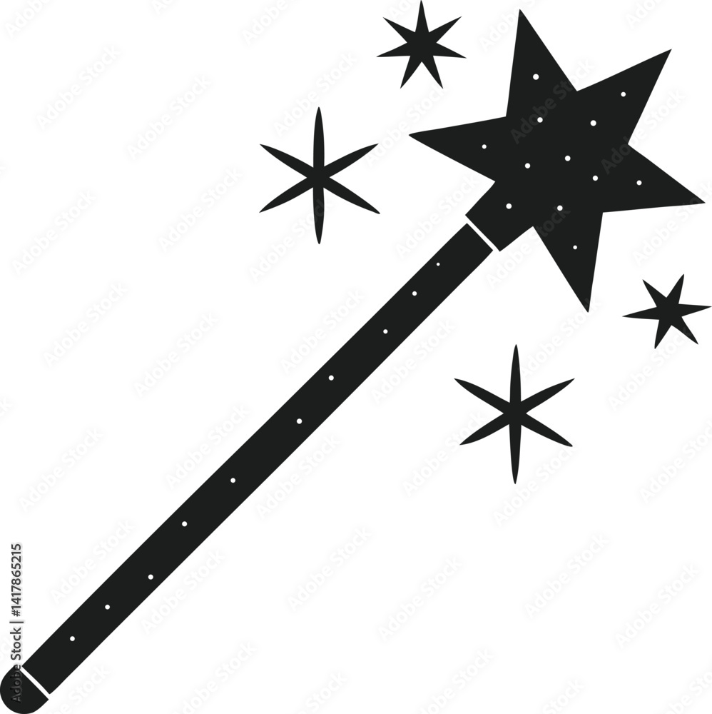 Fototapeta premium Spellcaster's Wand with Stars Silhouette