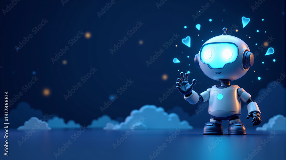 Cute Robot with Heartwarming Features