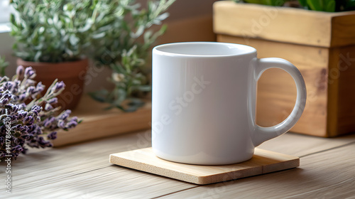 Wallpaper Mural White Mug with Light Wooden Coaster Torontodigital.ca