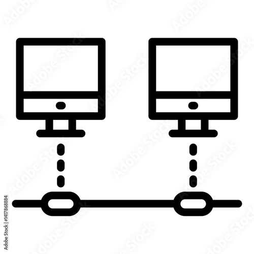 Computer Network icon in line style. Computer Network icon in line style. An icon of computers connected in a network