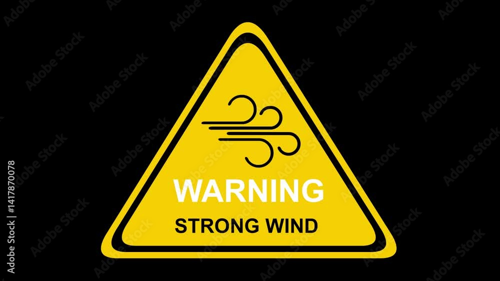 video animation signaling strong winds climatic risk concept, on a transparent background with alpha channel set to zero video animation signaling strong winds climatic risk concept, on a transparent background with alpha channel set to zero