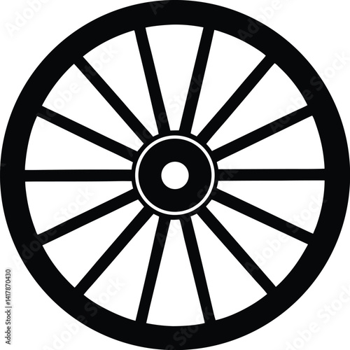 Wagon wheel silhouette, wagon wheel icon  isolated on white background 