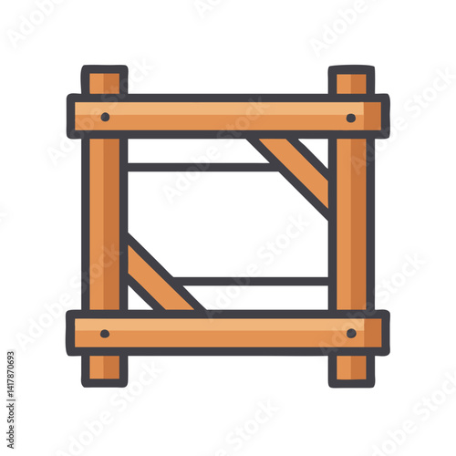  Dynamic Wooden Framework Icon Illustration