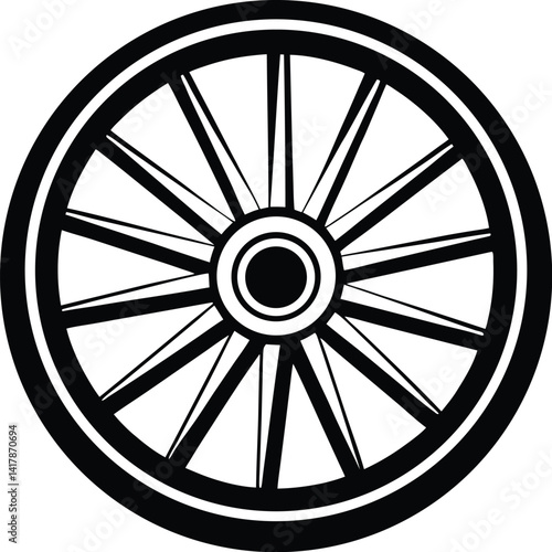 Wagon wheel silhouette, wagon wheel icon  isolated on white background 