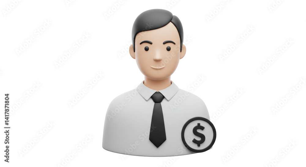 Isolated Smiling Business Avatar with Dollar Sign Icon Isolated Smiling Business Avatar with Dollar Sign Icon