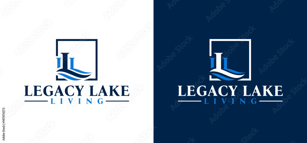 Monogram letter L alphabet vector icon logo with water waves. Illustration of water waves. Monogram letter L alphabet vector icon logo with water waves. Illustration of water waves.