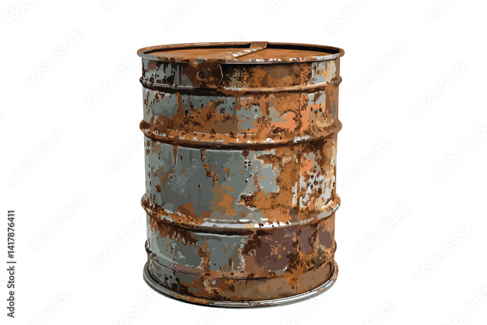 Old rusty metal barrel covered with multicolored spots isolated on white background Old rusty metal barrel covered with multicolored spots isolated on white background