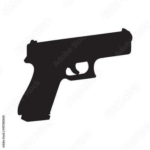 Glock 17 pistol silhouette vector flat illustration design