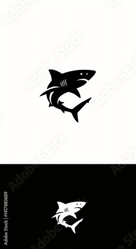 Stylized Shark Silhouette Images on Contrasting Backgrounds