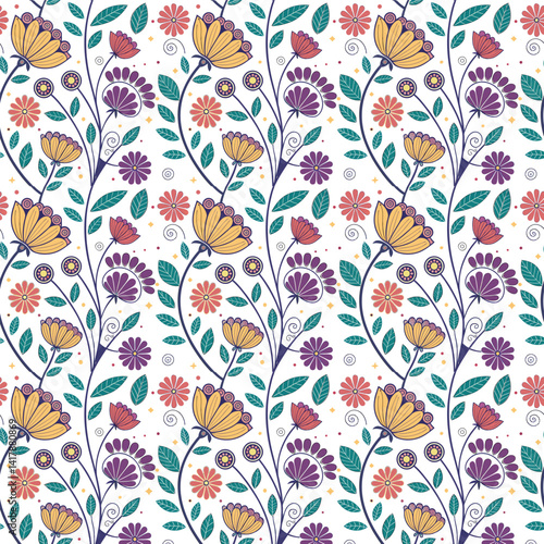 Colorful floral beautiful mandala seamless vector pattern background design