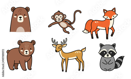 Cute Forest Animals Set Illustration