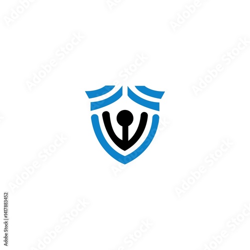 Shield and peoples logo protection care vector icons