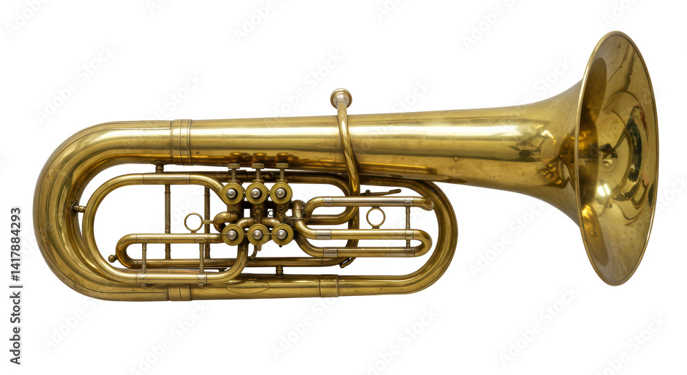 Fototapeta premium Isolated Tuba Brass Musical Instrument Vintage Style