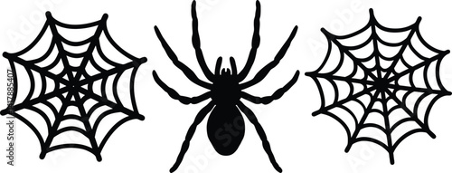 Spooky Spider Web Halloween Design Spider Silhouette Illustration