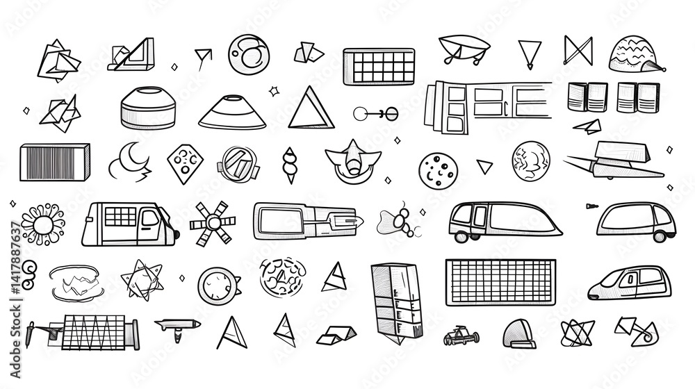 Fototapeta premium Professional and Educational Black and White Cartoon Math Symbols Illustration for Various Media