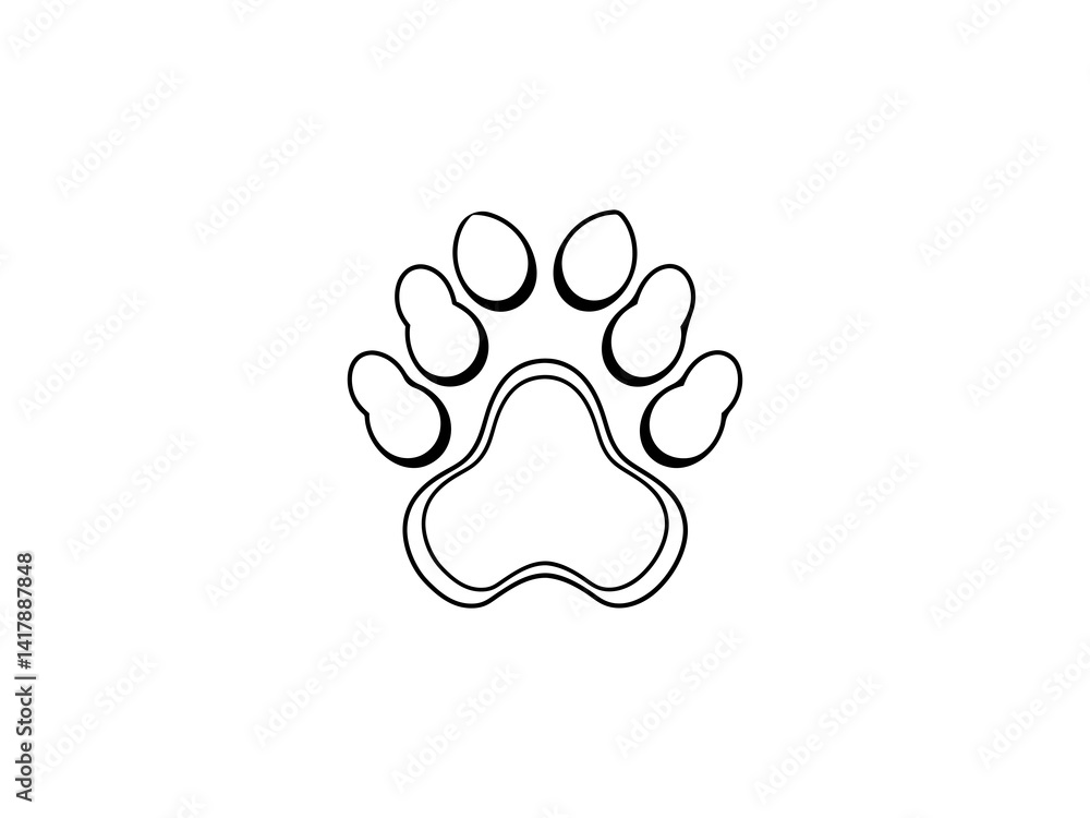 A clean, vector graphic of a simple animal paw print.